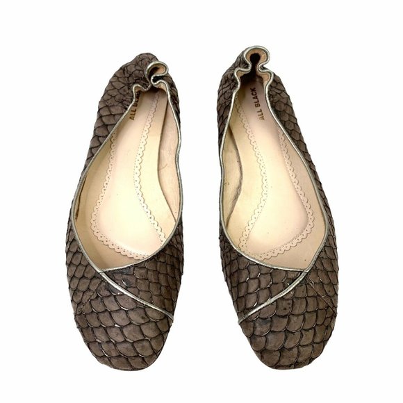 ALL BLACK fish Scales Ballet flats Size 38 US 8 - Picture 2 of 8